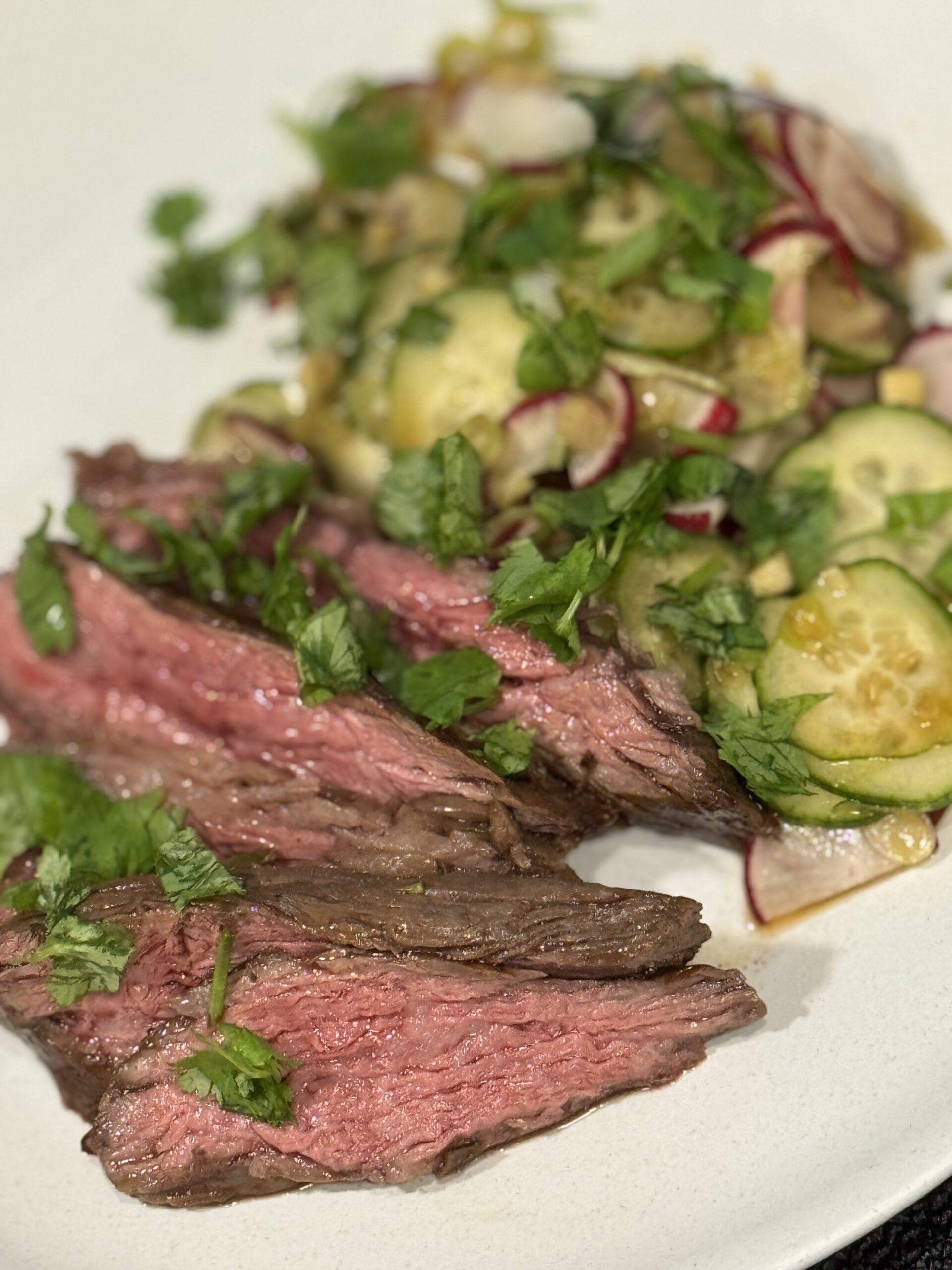 Asian Flank Steak with a Crisp Veggie Salad