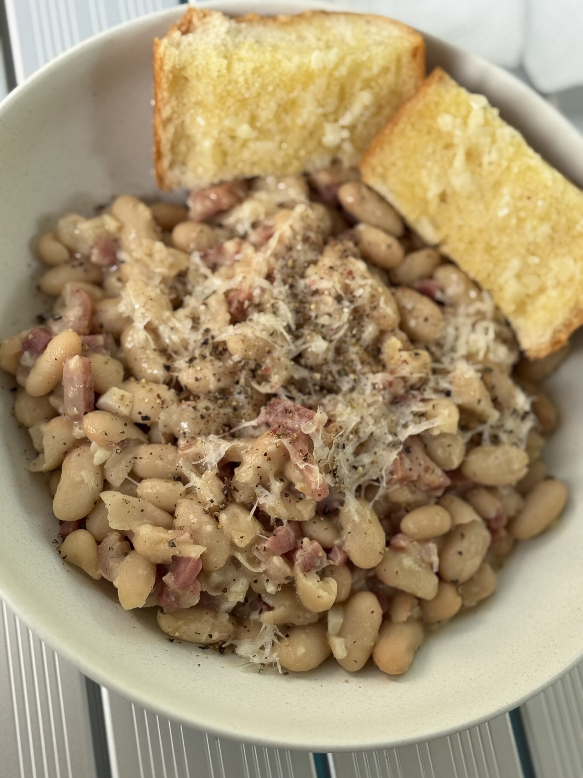 Amazing White Beans, Pancetta, and Parm