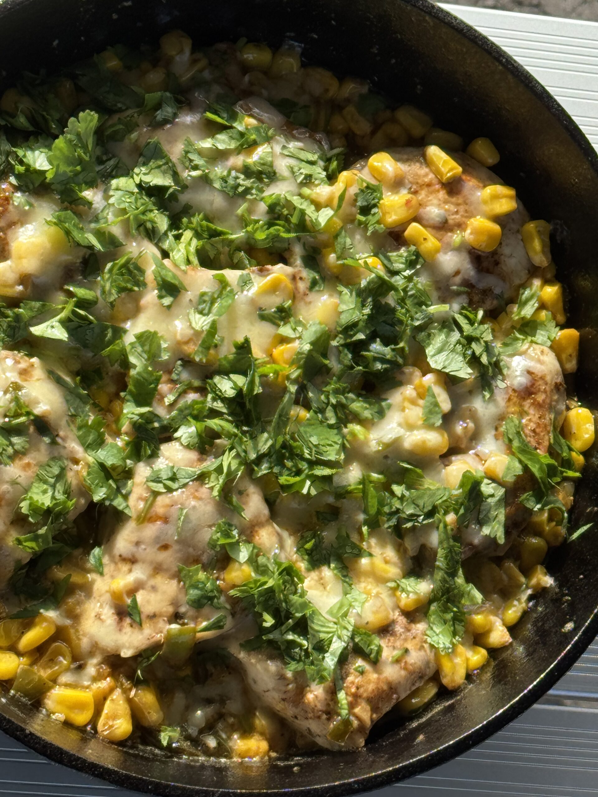 Chicken, Corn, and Cheese Skillet