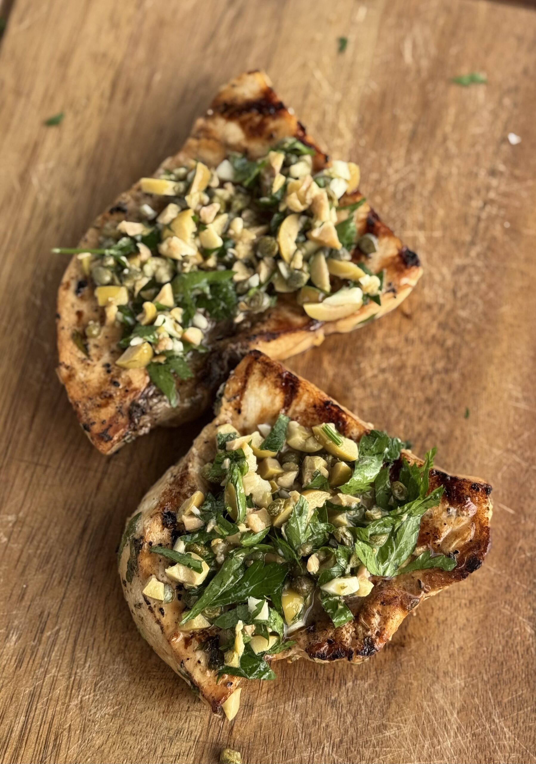 Grilled Swordfish with Olive and Caper Tapenade