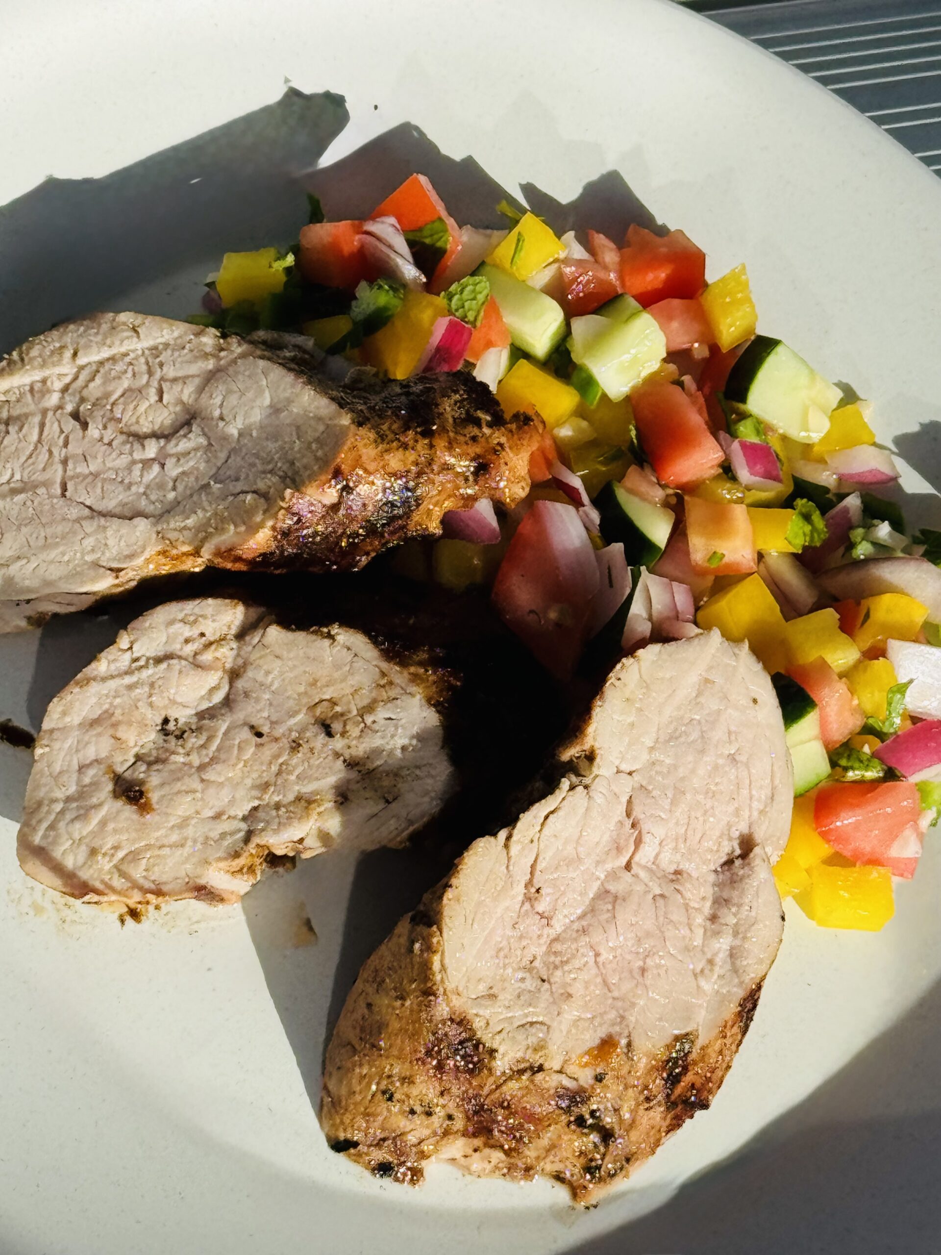 Baharat Spiced Pork Tenderloin with Chopped Salad