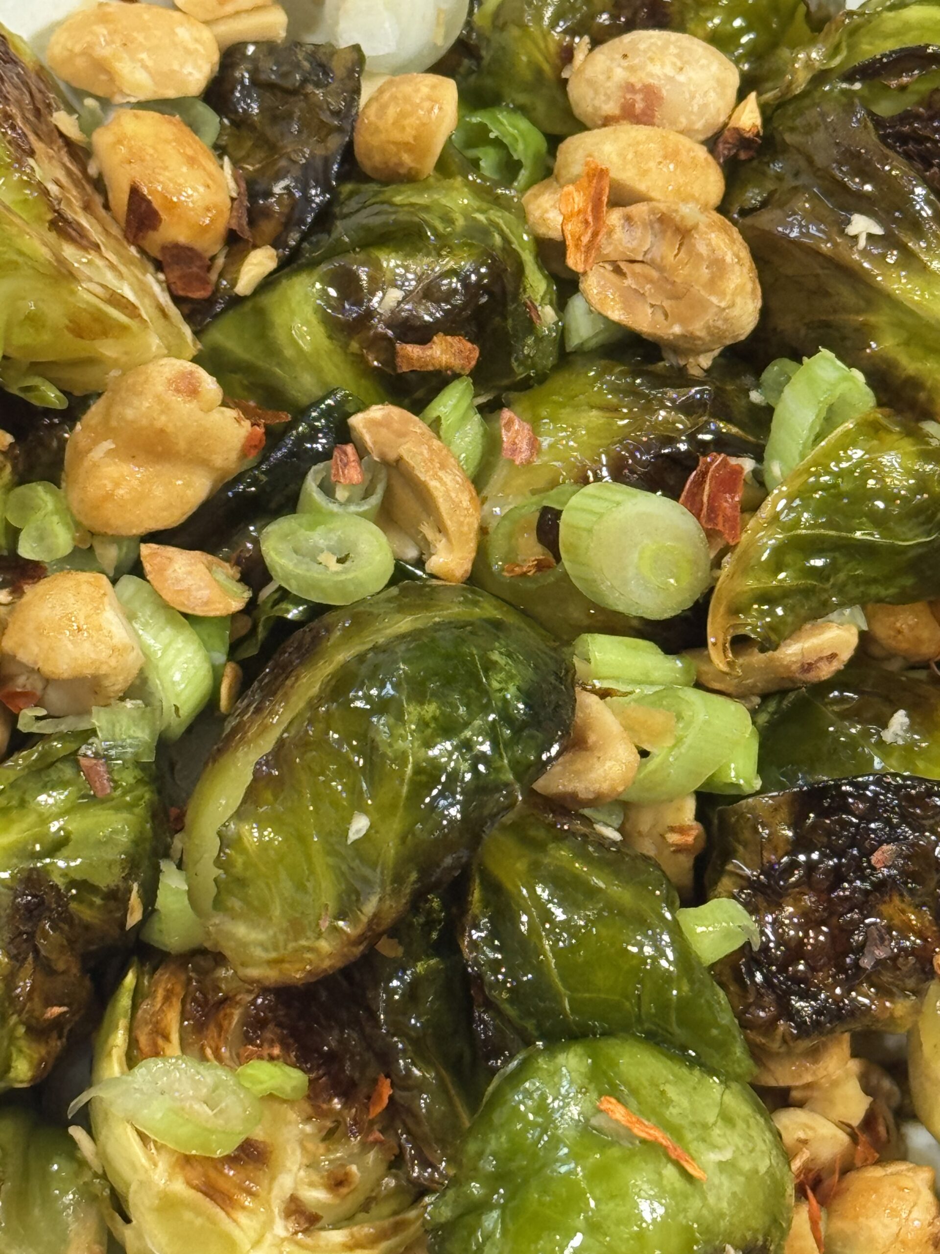 Delicious, Crispy, Sweet and Spicy Brussels Sprouts