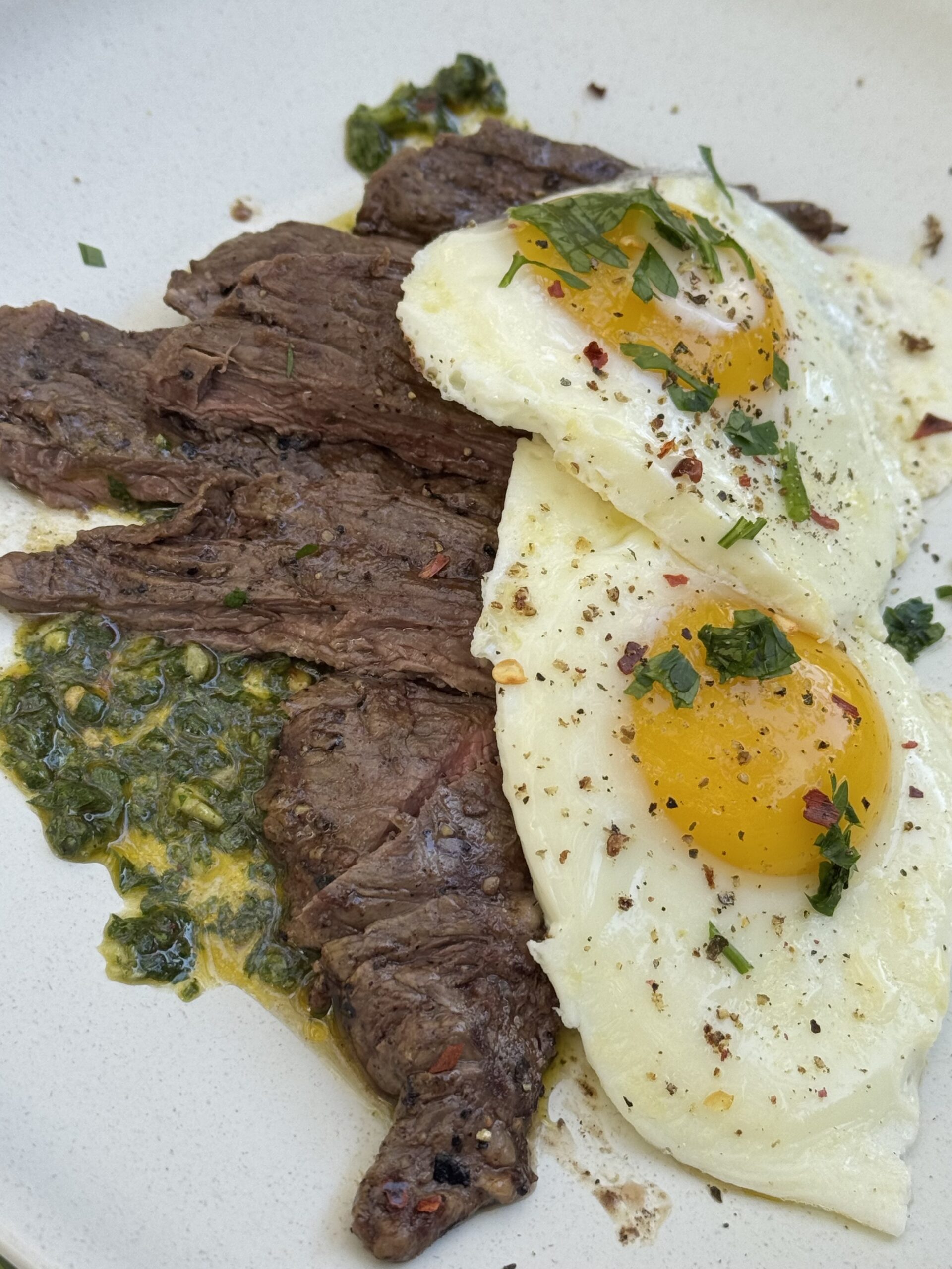 Elevate Your Breakfast: Skirt Steak & Eggs with Vibrant Chimichurri