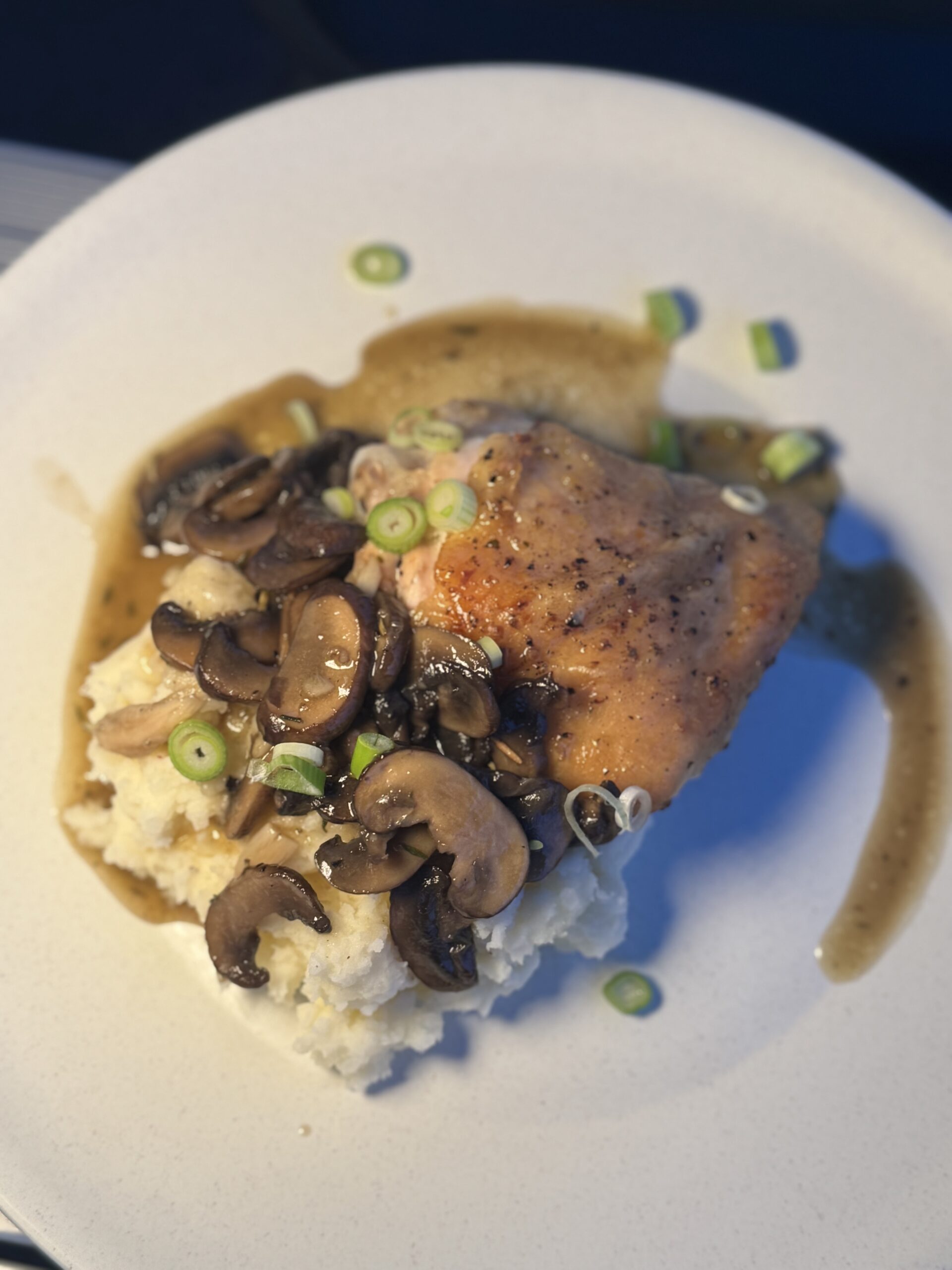 Amazing Braised Chicken Thighs with Mushrooms Over Mashed