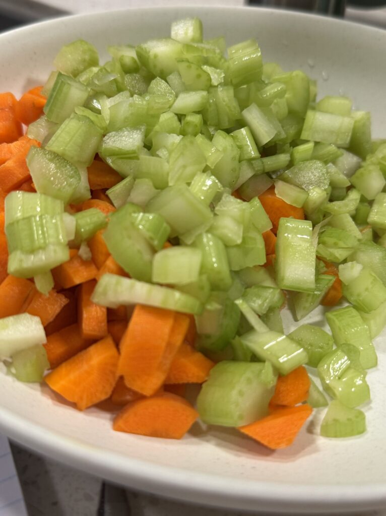 carrots, celery, onion